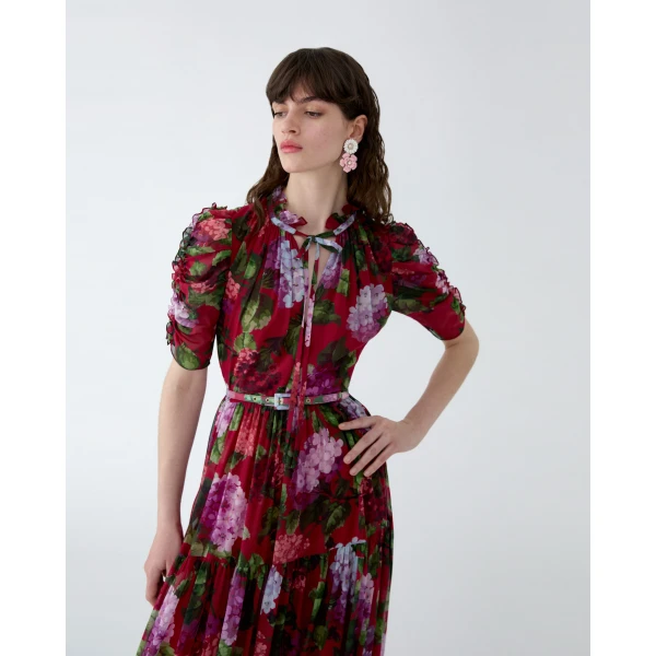 Carolina Herrera Hydrangea Print Skinny Belt, view 2