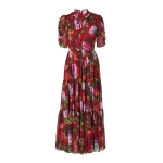 Carolina Herrera Hydrangea-Print Tiered Chiffon Dress
