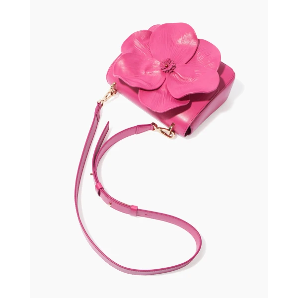 Carolina Herrera Initials Insignia Flora Top Handle Medium Handbag in Framboise, view 3