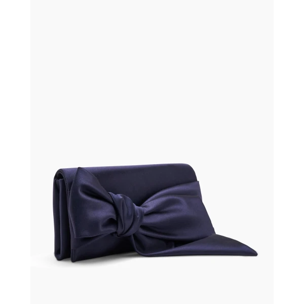 Carolina Herrera Karlita Satin Clutch with Bow in Midnight, view 4