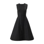 Carolina Herrera Lace-Embellished Denim Dress in Black