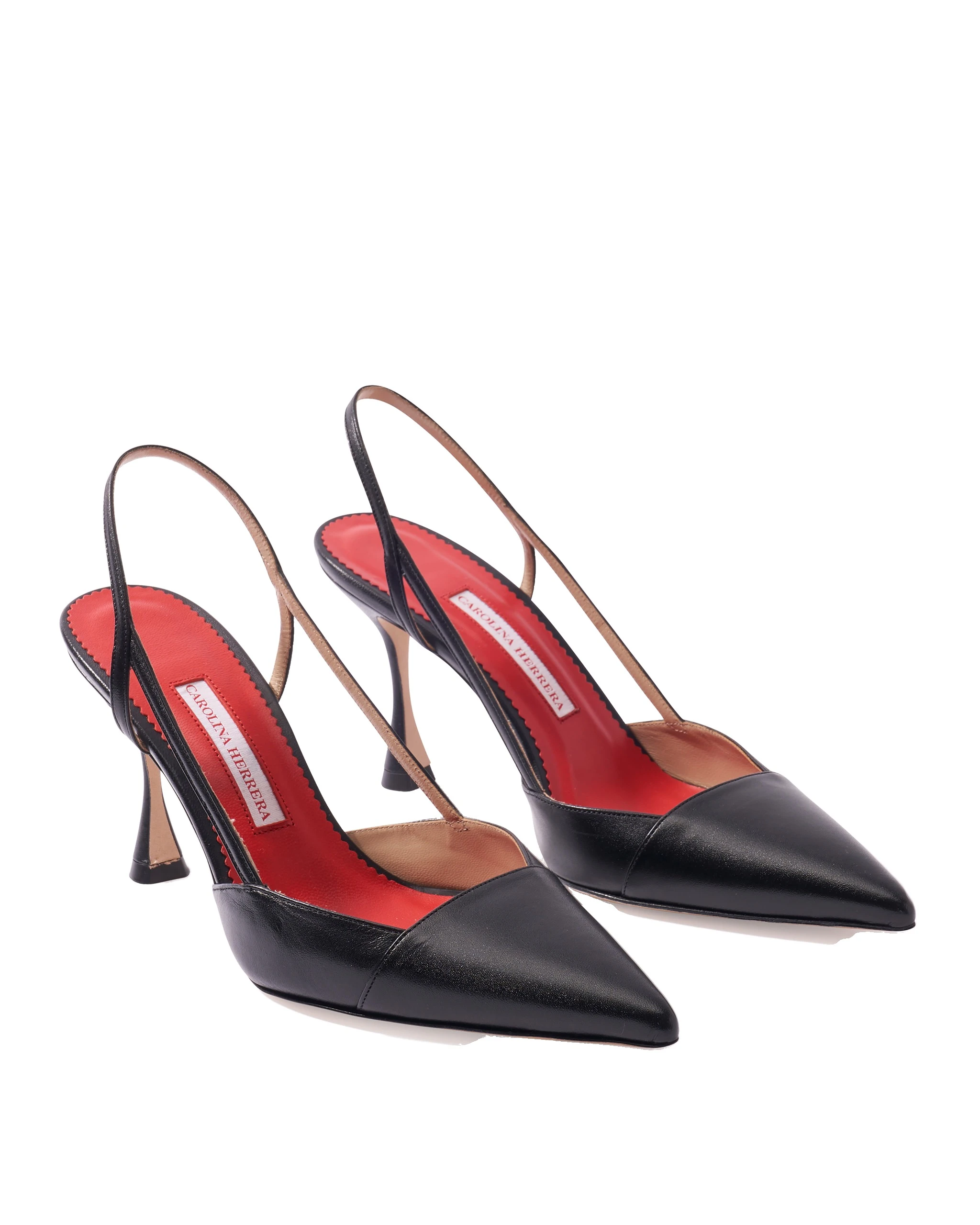 Carolina Herrera Leather Slingback Heels in Black | Shoes | Luxury Shoes Carolina Herrera Leather Slingback Heels in Black