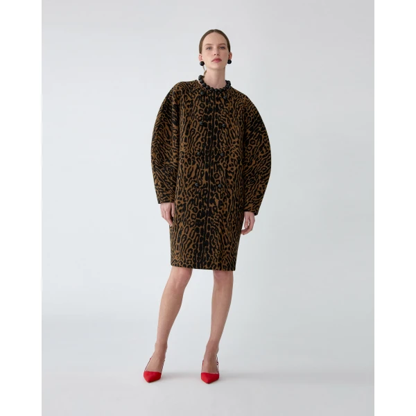 Carolina Herrera Leopard Jacquard Cocoon Coat, view 2