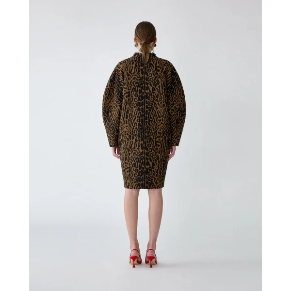 Carolina Herrera Leopard Jacquard Cocoon Coat, view 3