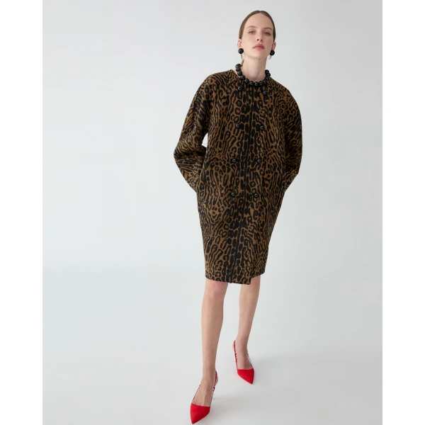 Carolina Herrera Leopard Jacquard Cocoon Coat, view 4