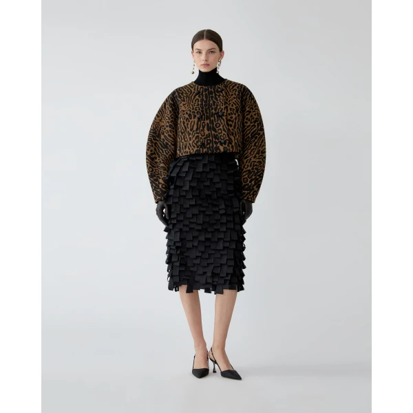 Carolina Herrera Leopard Jacquard Cocoon Jacket, view 2