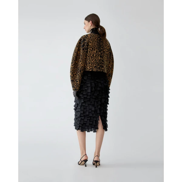 Carolina Herrera Leopard Jacquard Cocoon Jacket, view 3