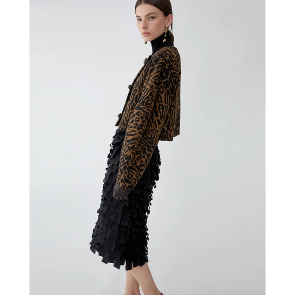 Carolina Herrera Leopard Jacquard Cocoon Jacket, view 4