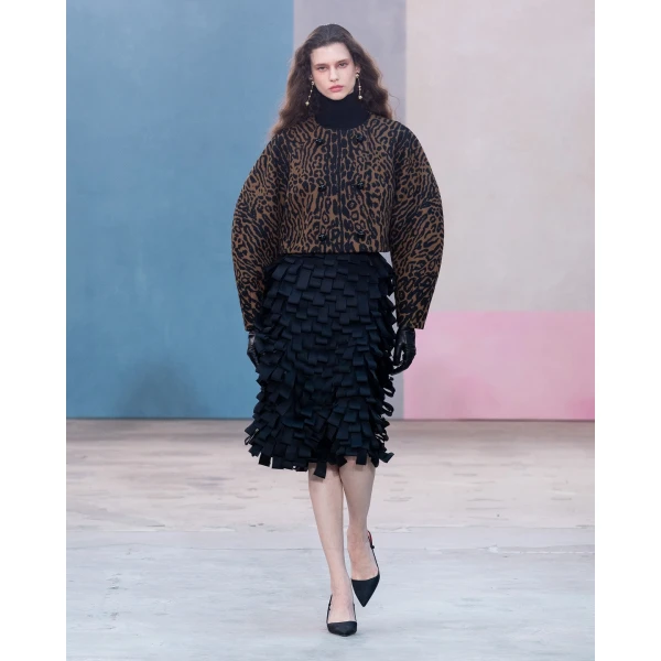 Carolina Herrera Leopard Jacquard Cocoon Jacket, view 5