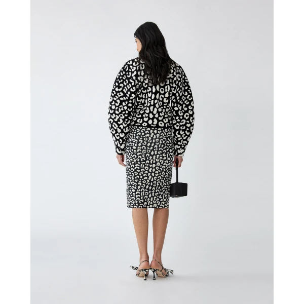 Carolina Herrera Leopard-Patterned Jacquard Pencil Skirt, view 3
