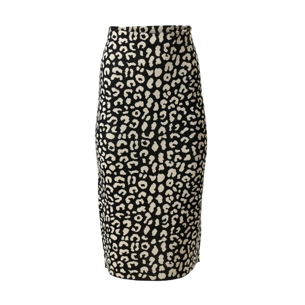 Leopard-Patterned Jacquard Pencil Skirt