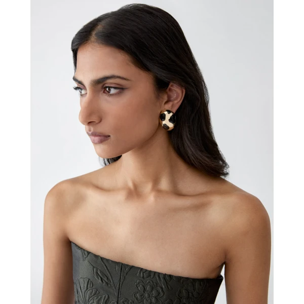 Carolina Herrera Leopard Spot Gold-Toned Earrings, view 2