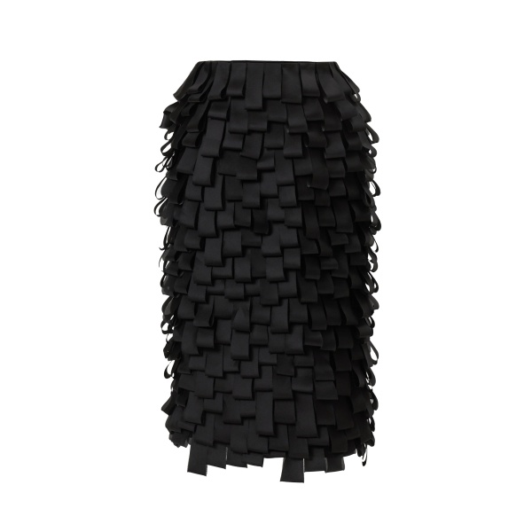 Carolina Herrera Loop-Embroidered Organza Pencil Skirt in Black