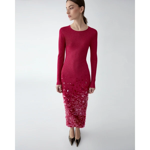 Carolina Herrera Lurex Midi Dress with Paillettes, view 4