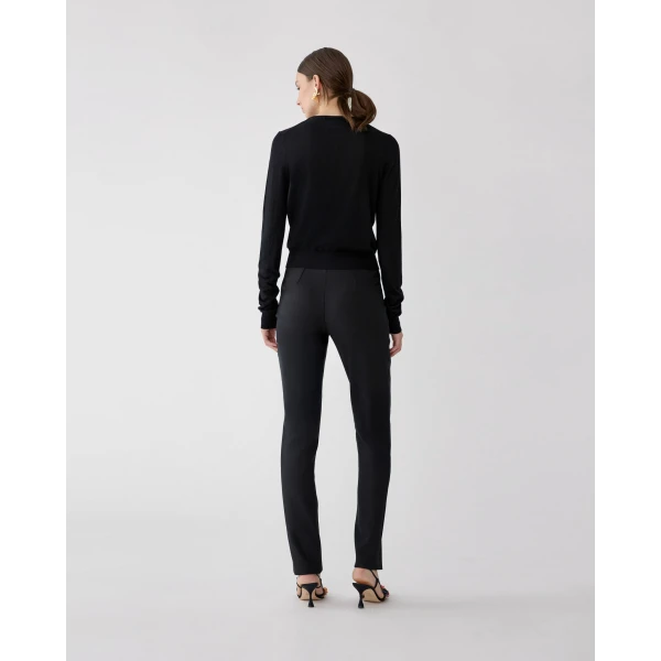 Carolina Herrera Merino-Silk Cardigan with Lace in Black, view 3