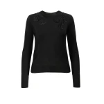 Carolina Herrera Merino-Silk Sweater with Floral Embroidery in Black