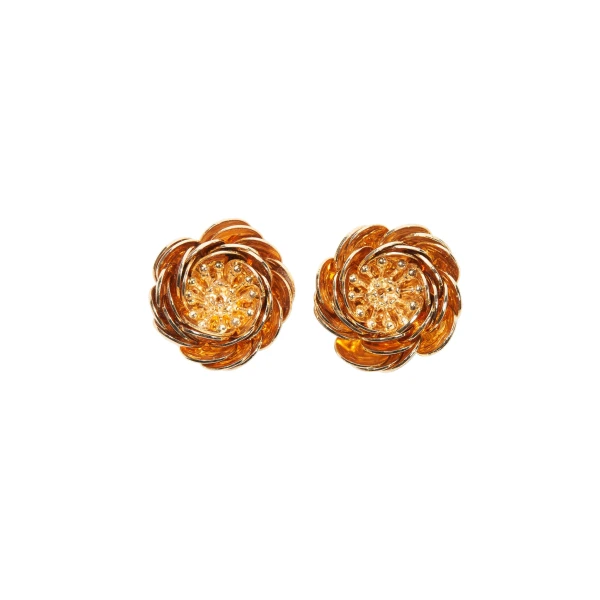 Metal Flower Earrings in Gold