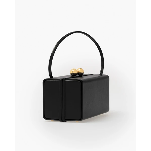 Carolina Herrera Mimi Leather Top Handle Bag in Black, view 3