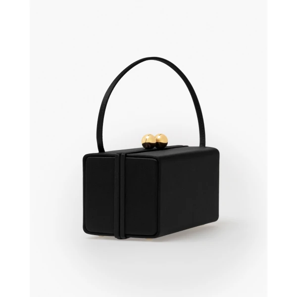 Carolina Herrera Mimi Satin Top Handle Bag in Black, view 3