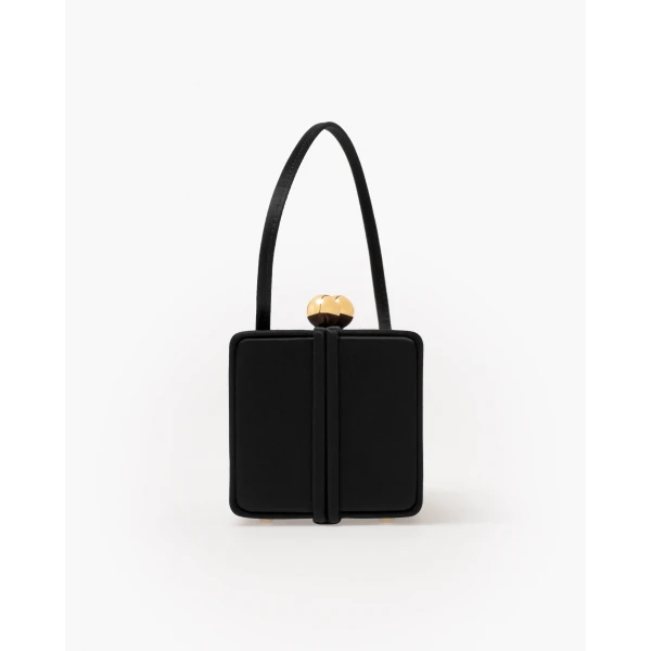 Carolina Herrera Mimi Satin Top Handle Bag in Black, view 4