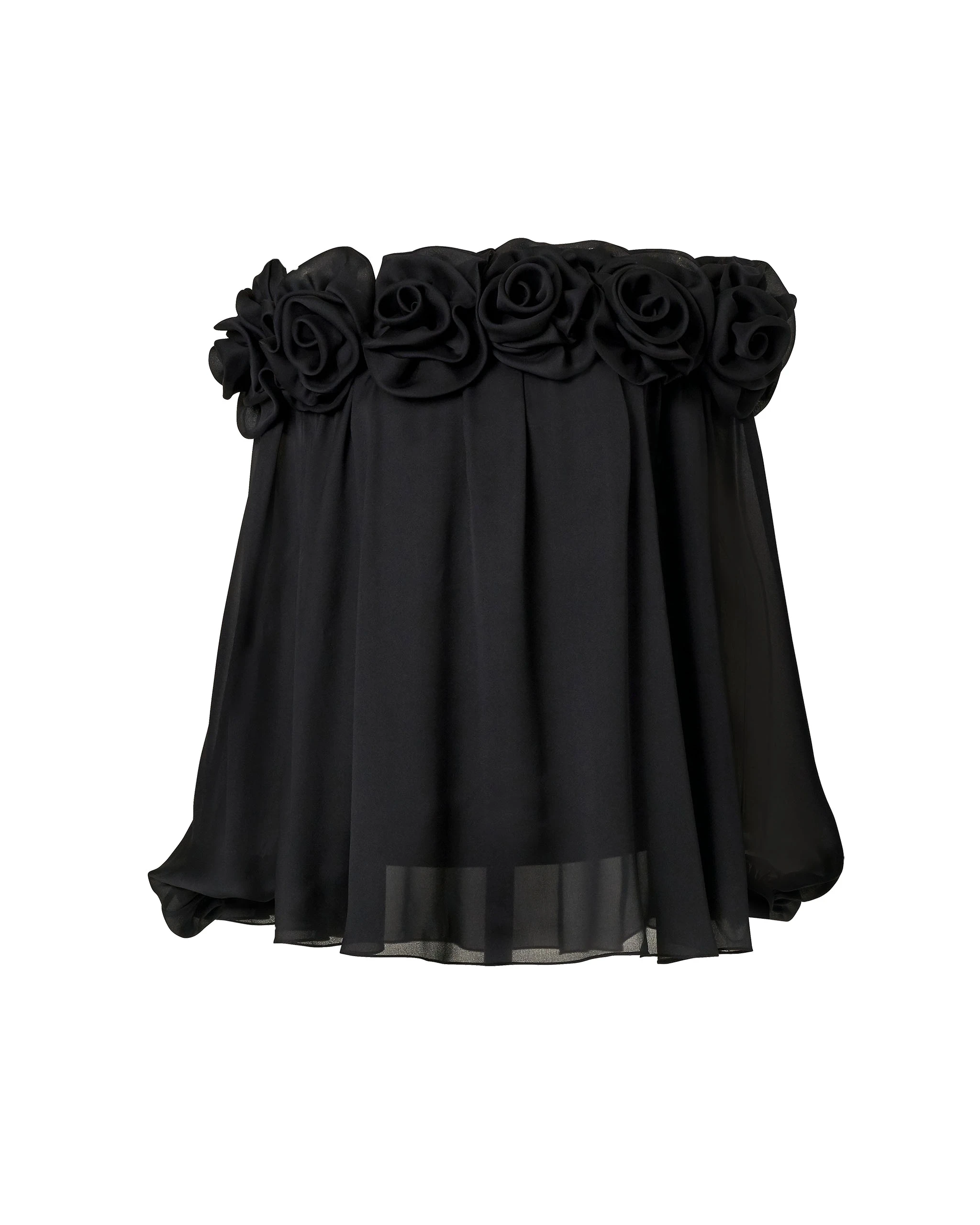 Carolina Herrera Off-Shoulder Chiffon Top with Rosettes in Black | Tops | Luxury Shoes Carolina Herrera Off-Shoulder Chiffon Top with Rosettes in Black