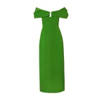 Carolina Herrera Off-Shoulder Column Dress in Lawn Green