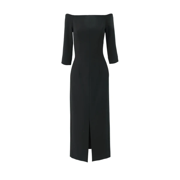 Carolina Herrera Off-Shoulder Midi Dress in Black