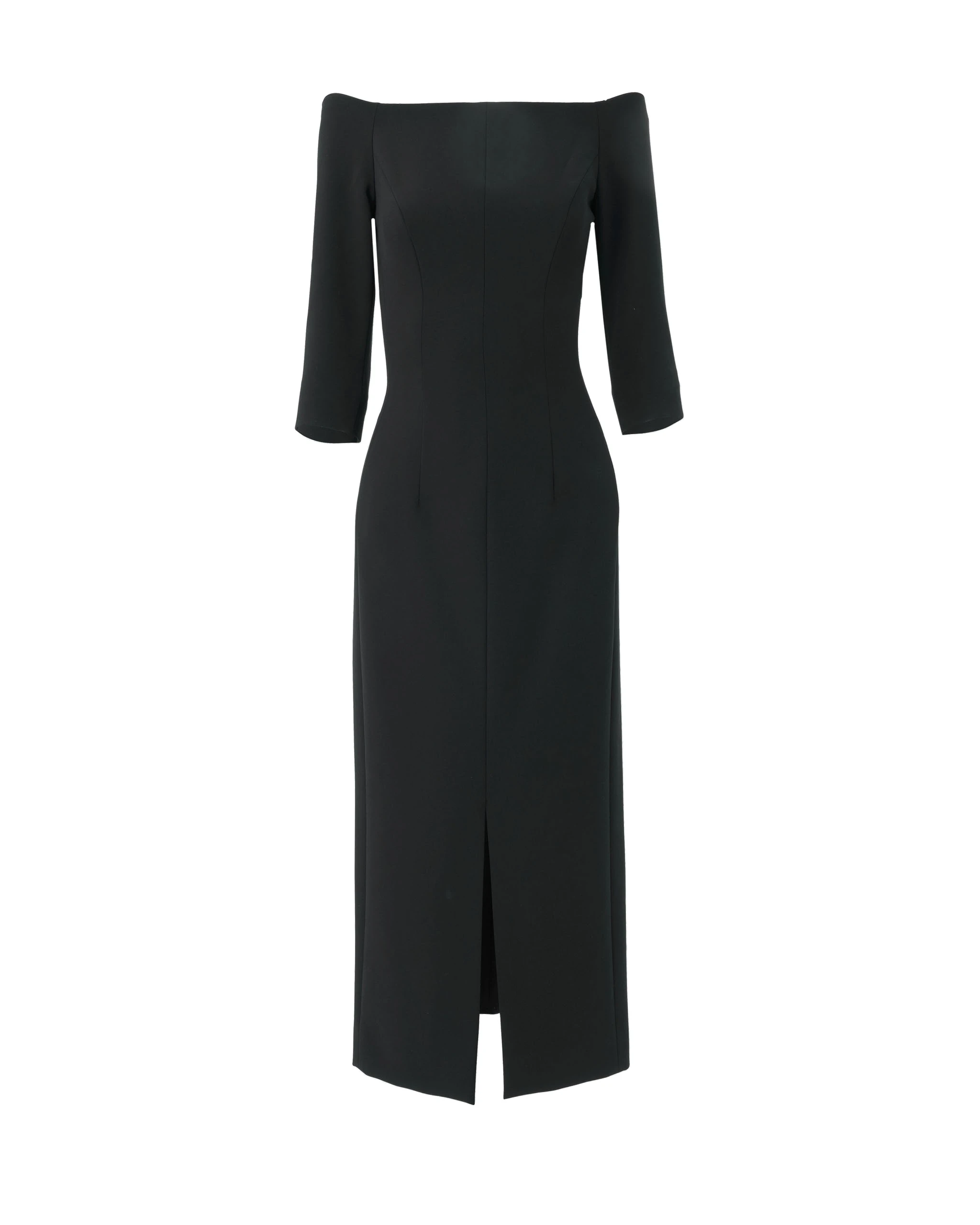 Carolina Herrera Off-Shoulder Midi Dress in Black | Dresses | Luxury Shoes Carolina Herrera Off-Shoulder Midi Dress in Black