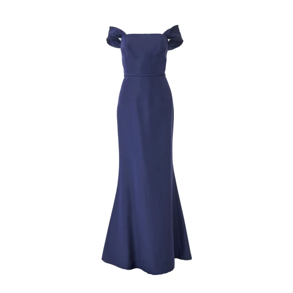 Off-Shoulder Trumpet Gown in Midnight