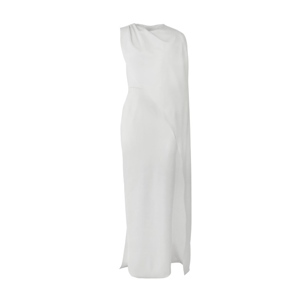 Carolina Herrera One-Shoulder Draped Gown in White