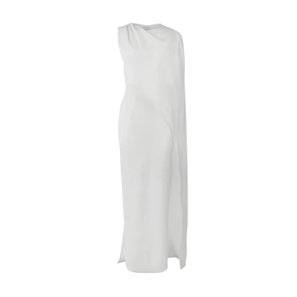 Carolina Herrera One-Shoulder Draped Gown in White