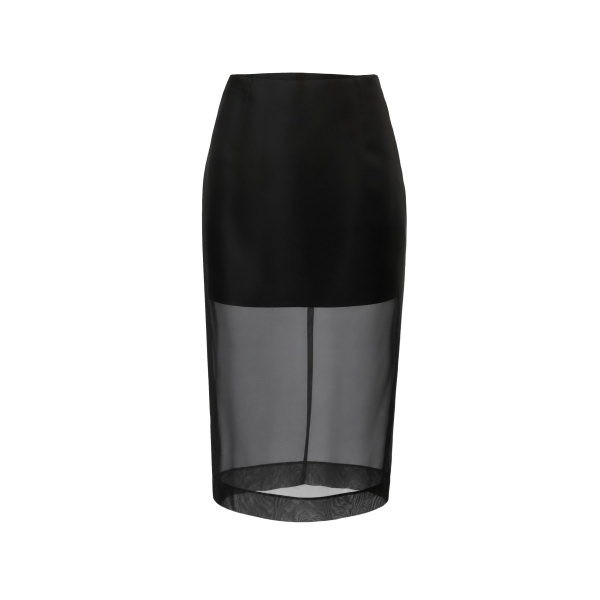 Carolina Herrera Organza Knee-Length Skirt in Black