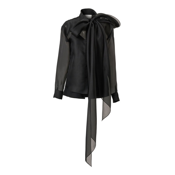 Carolina Herrera Organza Shirt with Bow in Black