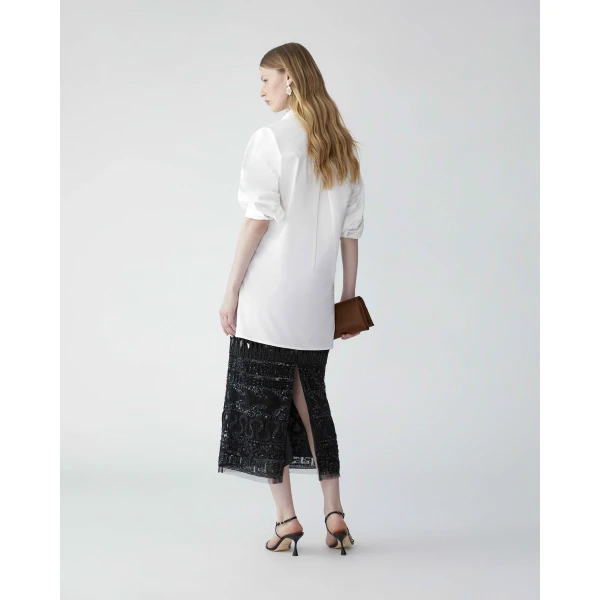 Carolina Herrera Oversized Tie-Front Shirt in White, view 3