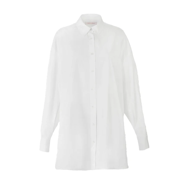 Carolina Herrera Oversized Tie-Front Shirt in White