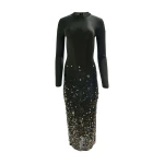 Carolina Herrera Paillette-Embroidered Knit Dress in Forest Green