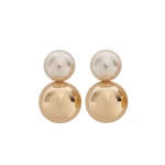 Carolina Herrera Pearl and Gold Ball Earrings