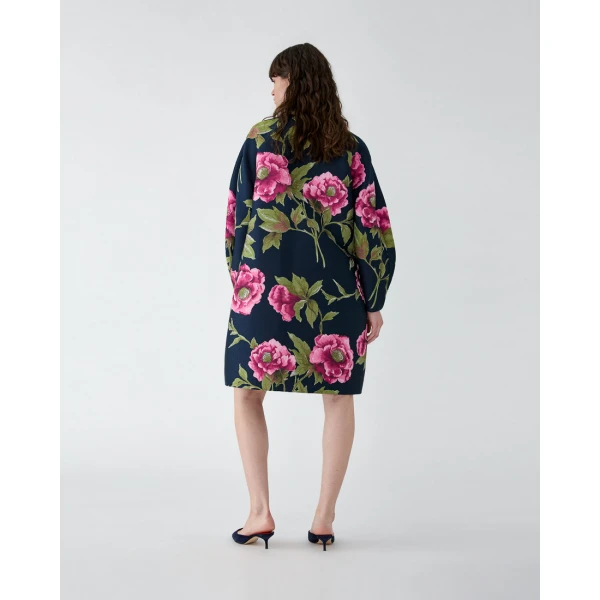 Carolina Herrera Peony Jacquard Cocoon Coat, view 3