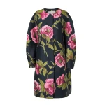Carolina Herrera Peony Jacquard Cocoon Coat