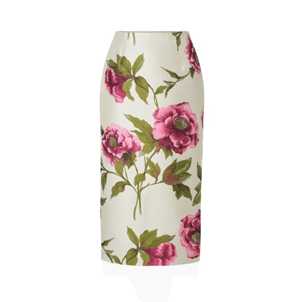 Carolina Herrera Peony Jacquard Pencil Skirt