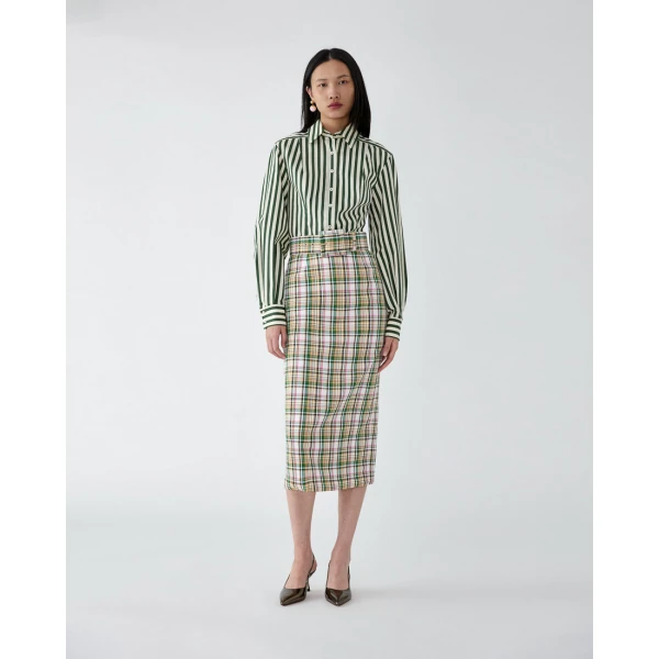 Carolina Herrera Plaid Midi Pencil Skirt, view 2