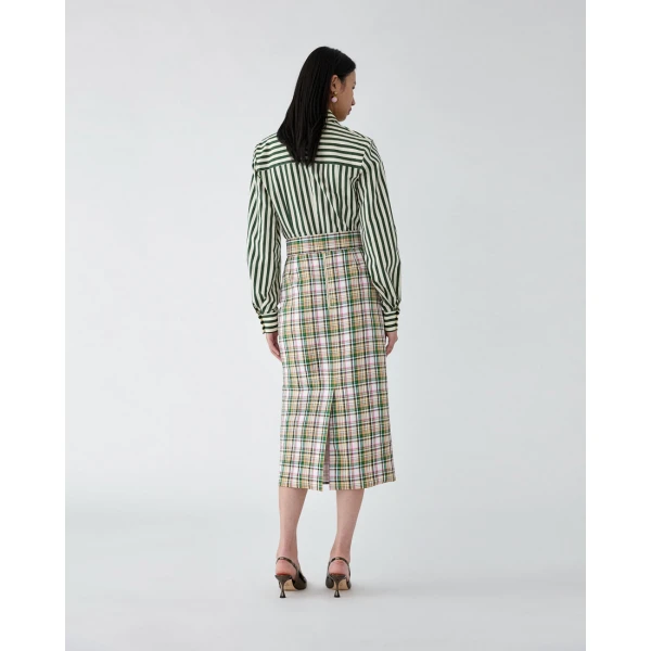 Carolina Herrera Plaid Midi Pencil Skirt, view 3