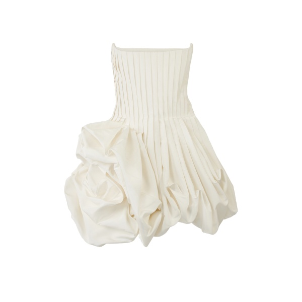 Carolina Herrera Pleated Mini Dress in White