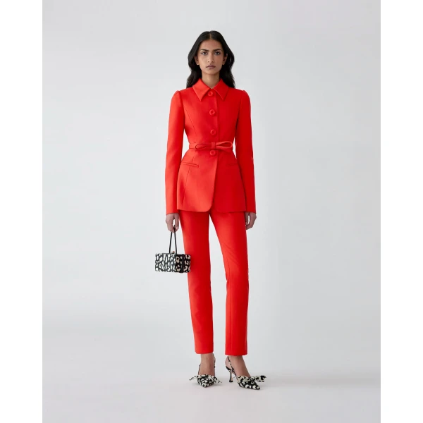 Carolina Herrera Point Collar Jacket in Chili Red, view 2