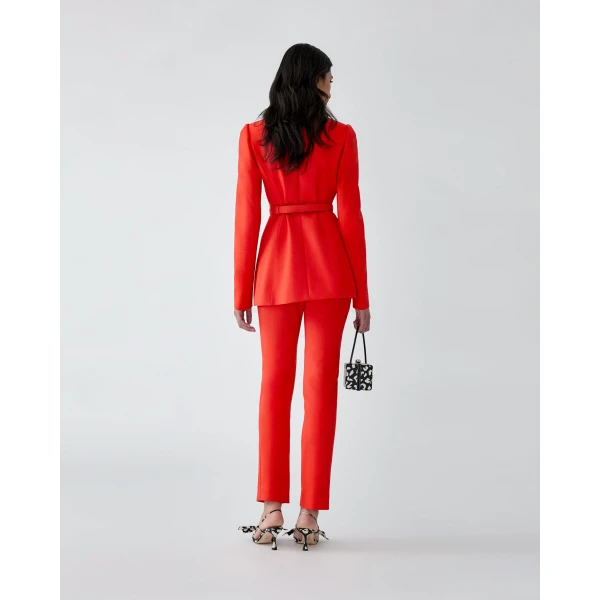 Carolina Herrera Point Collar Jacket in Chili Red, view 3