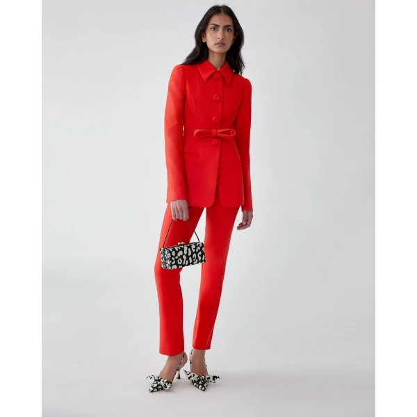 Carolina Herrera Point Collar Jacket in Chili Red, view 4