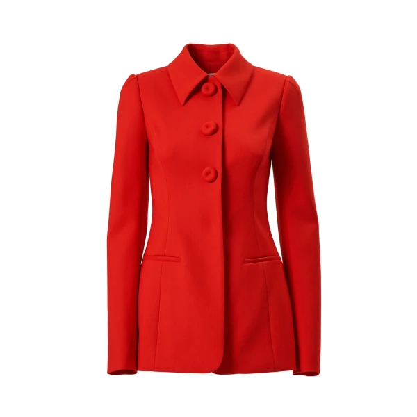 Point Collar Jacket in Chili Red