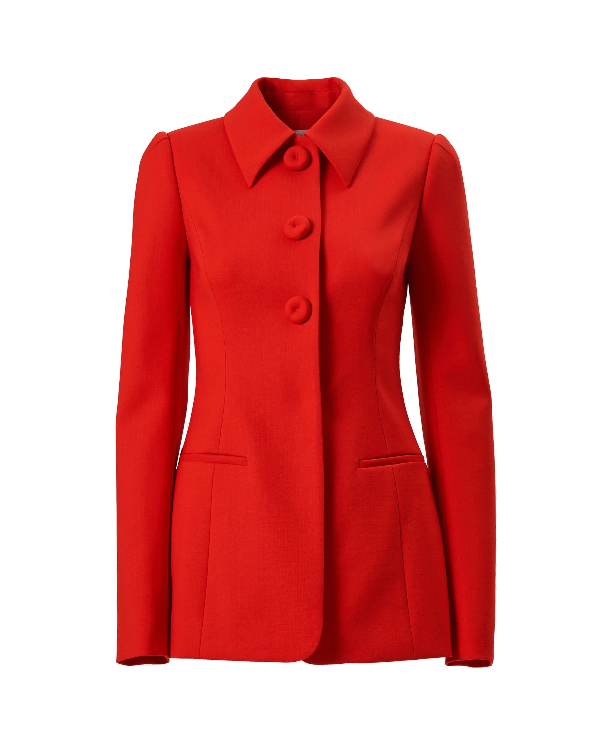 Carolina Herrera Point Collar Jacket in Chili Red | Jackets | Luxury Shoes Carolina Herrera Point Collar Jacket in Chili Red