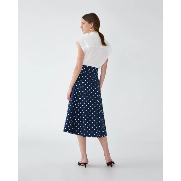 Carolina Herrera Polka Dot Button-Front Midi Skirt, view 5