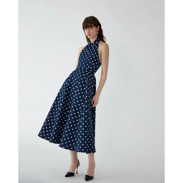 Carolina Herrera Polka Dot Halterneck Midi Dress, view 4